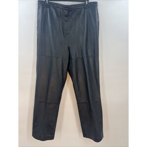 Style & Co Petite 16P Black Genuine Leather Lined Biker Pants Dress Trousers